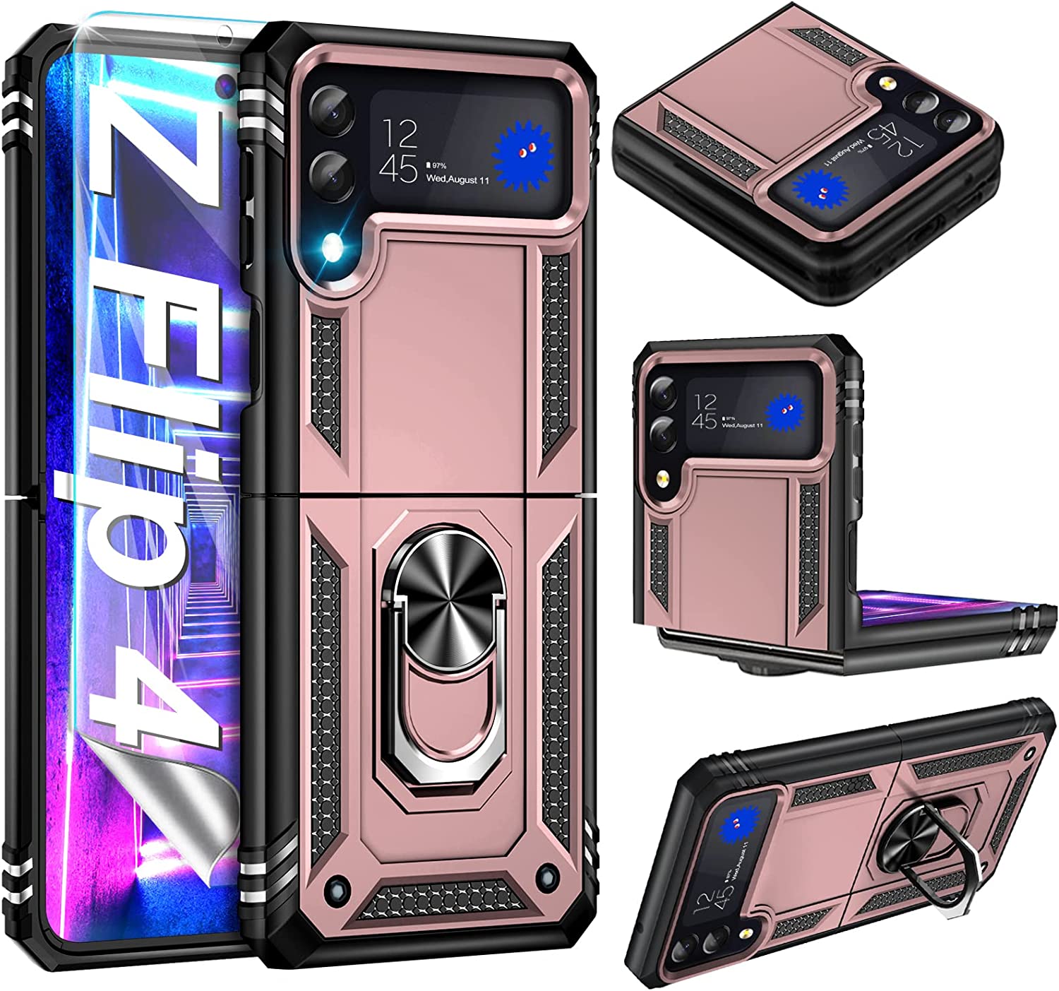 Coque hybride avec anneau pour Samsung Galaxy Z Flip 4 5G Coque hybride avec anneau pour Samsung Galaxy Z Flip 4 5G